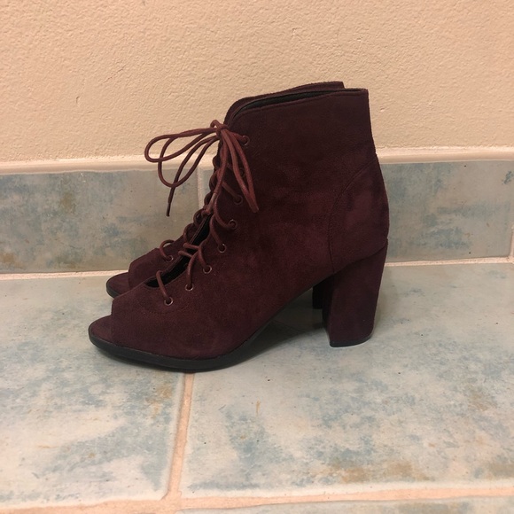 Purple laced open-toe booties - Picture 3 of 4